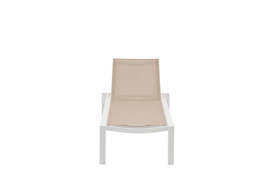 Tumbona Bangor aluminio blanco y textilene taupe | Kubu #