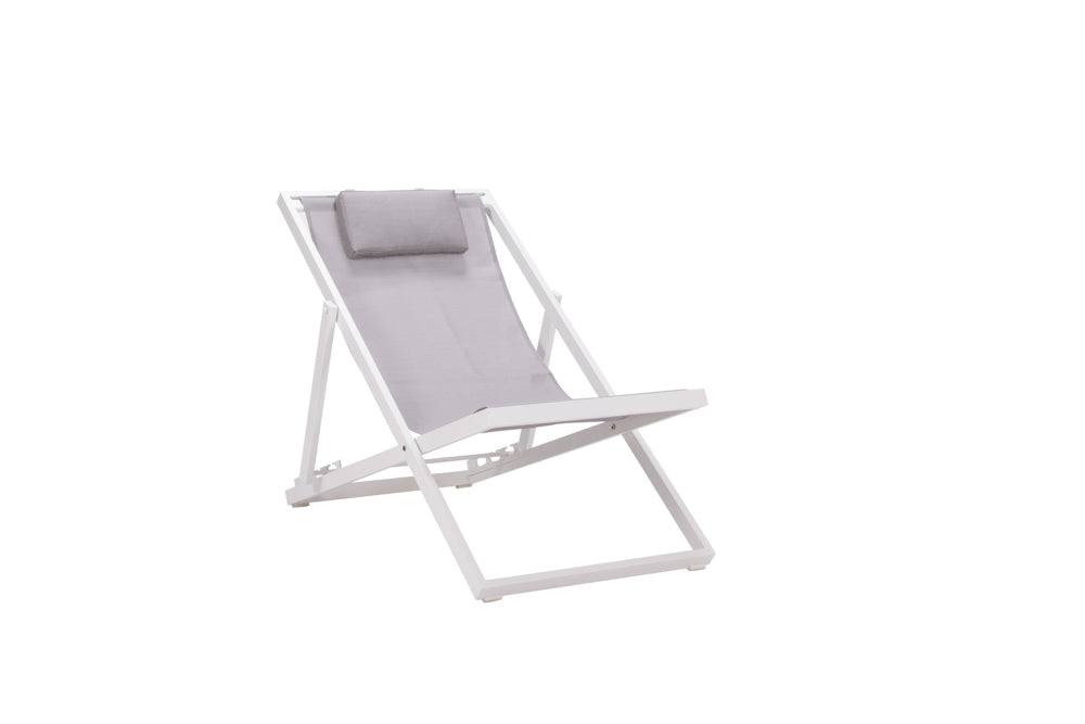 Tumbona Davis aluminio blanco y textilene gris claro | Kubu #