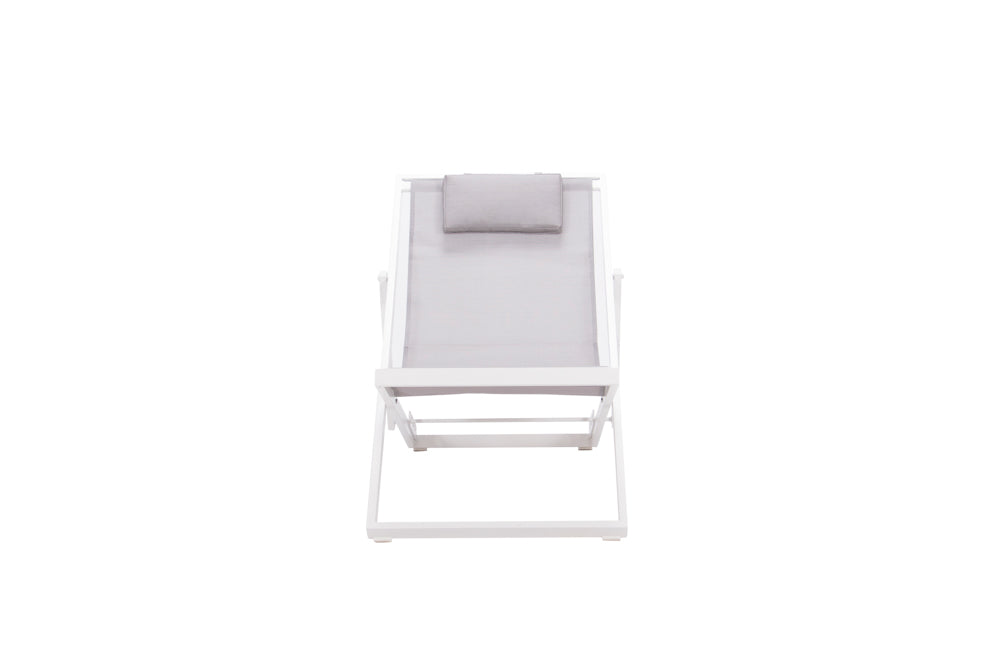 Tumbona Davis aluminio blanco y textilene gris claro | Kubu #