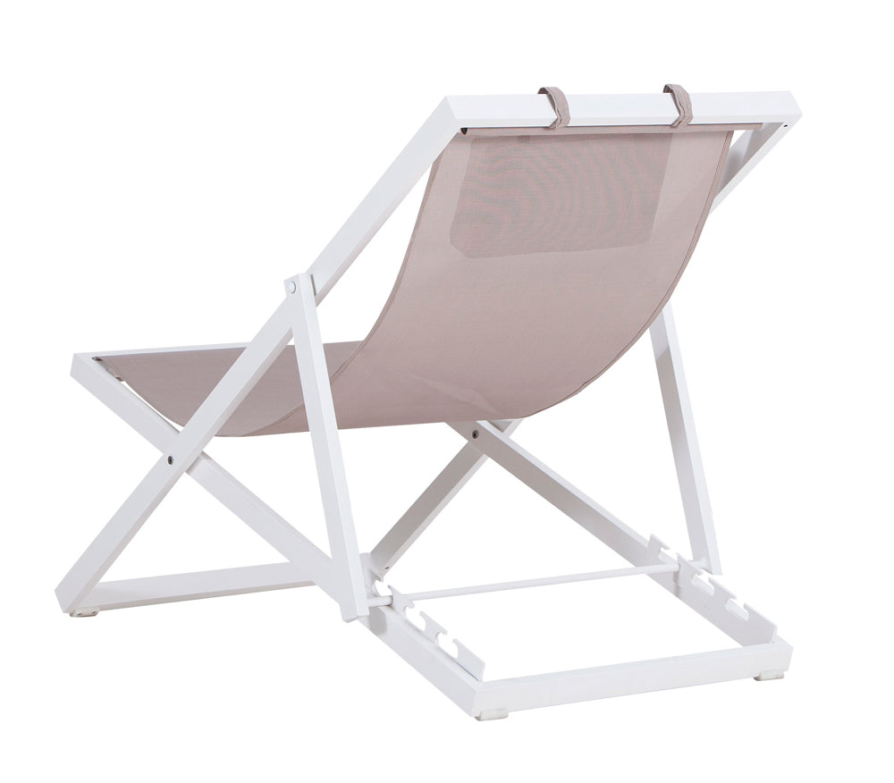Tumbona Davis aluminio blanco y textilene taupe | Kubu #
