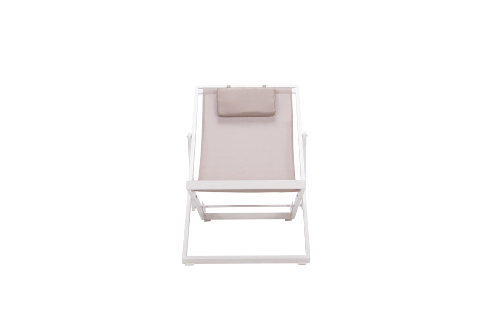 Tumbona Davis aluminio blanco y textilene taupe | Kubu #