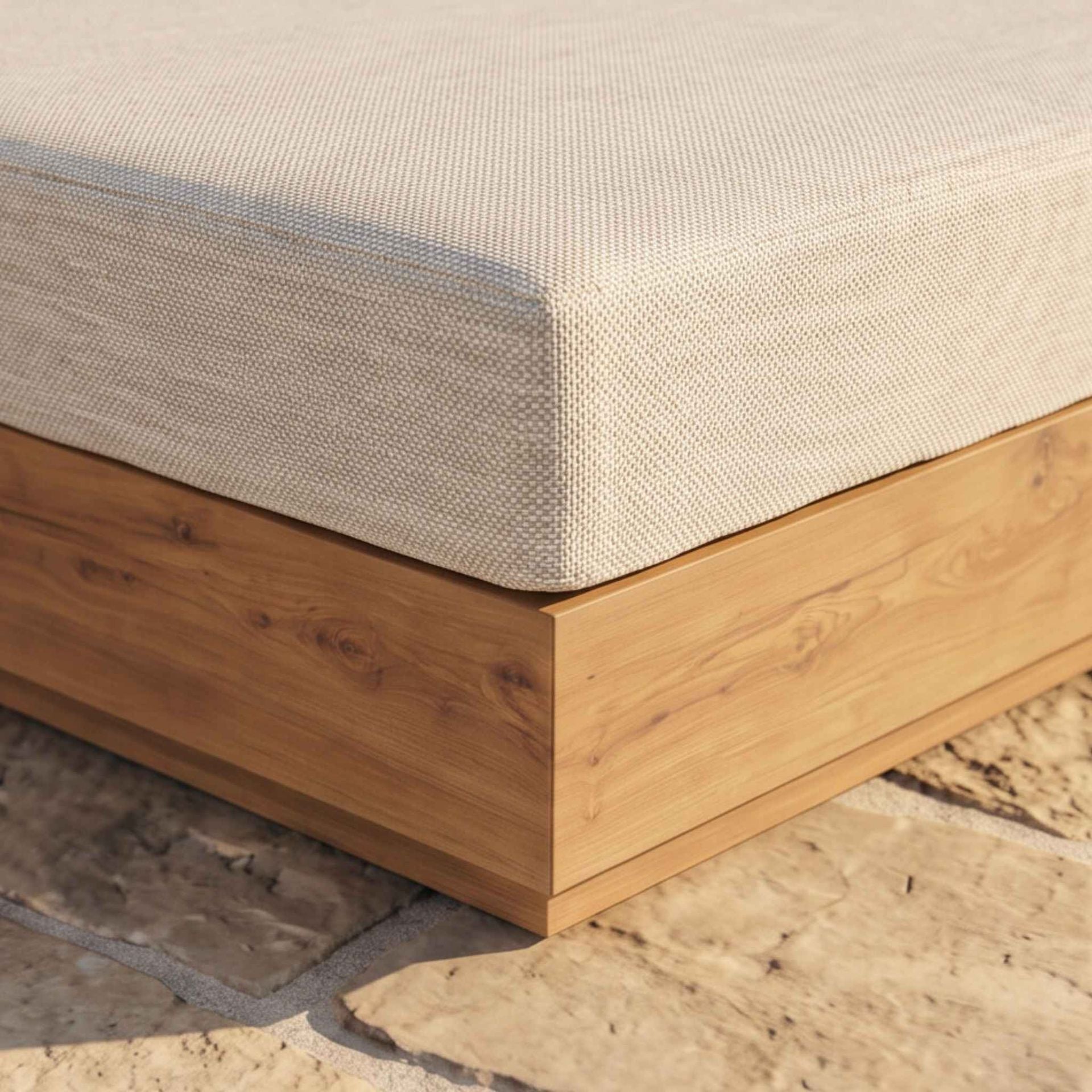 Tumbona Doble Exterior Java 190x160x36cm | Efecto Teca | KUBU #