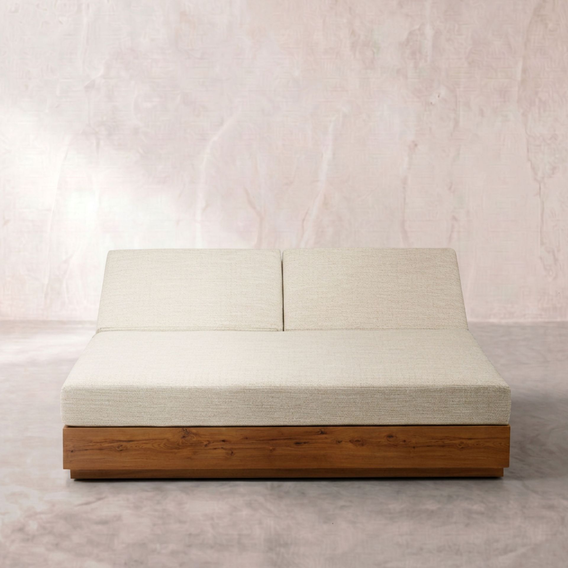 Tumbona Doble Exterior Java 190x160x36cm | Efecto Teca | KUBU #