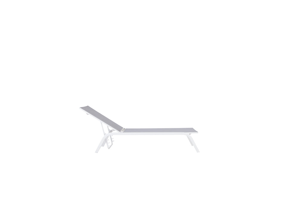Tumbona Galt aluminio blanco y textilene gris claro | Kubu #