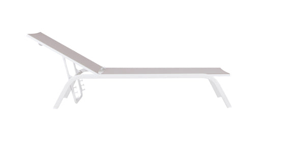 Tumbona Galt aluminio blanco y textilene taupe | Kubu #