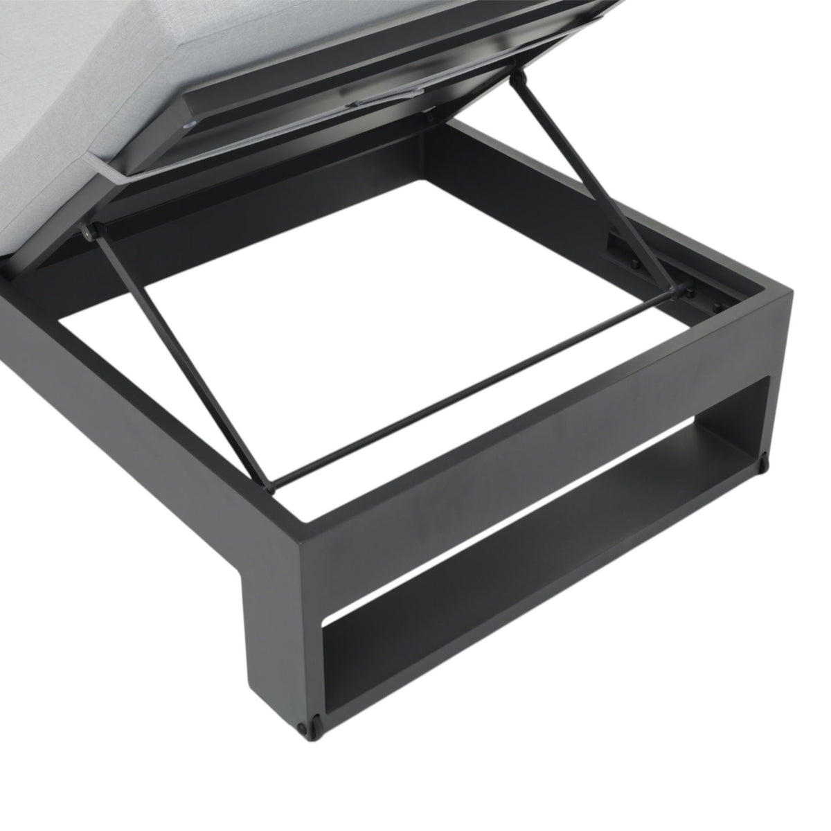 Tumbona Niland aluminio antracita y cojinería gris medio | KUBU #