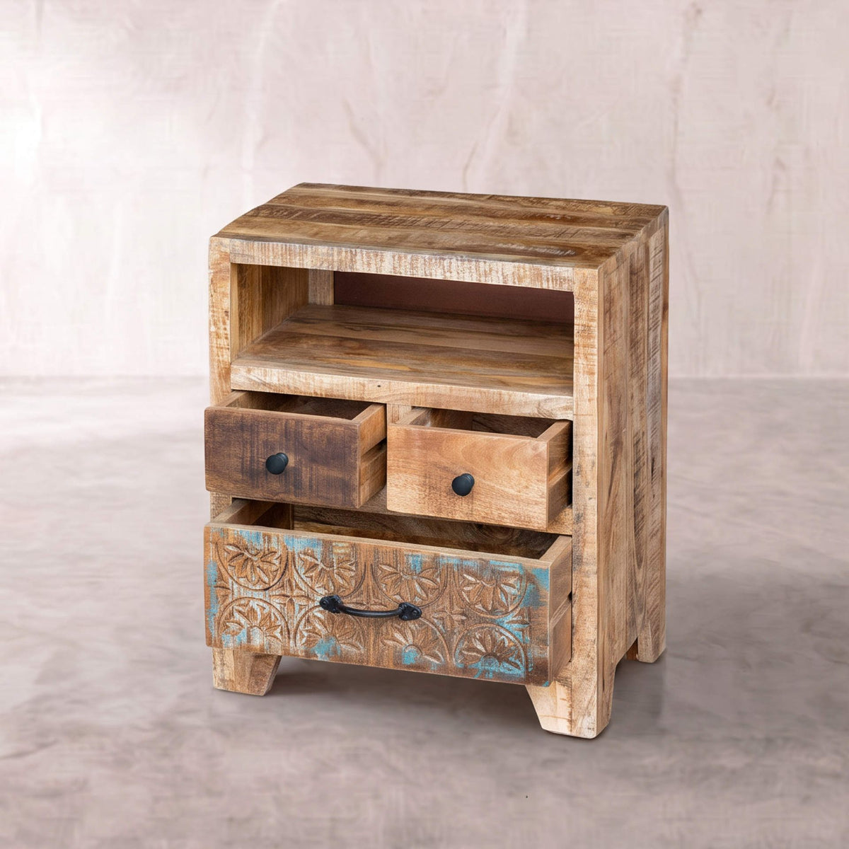 Mesita de noche Korba 50x36x60cm | Madera de Mango