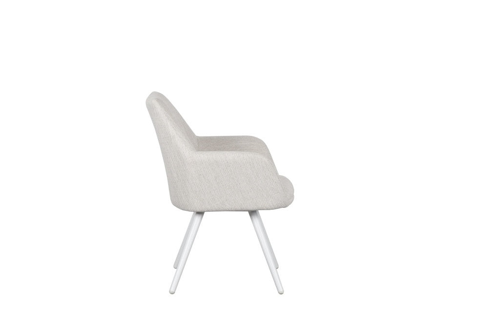 Silla de comedor Eren aluminio blanco textil beige. | Kubu #