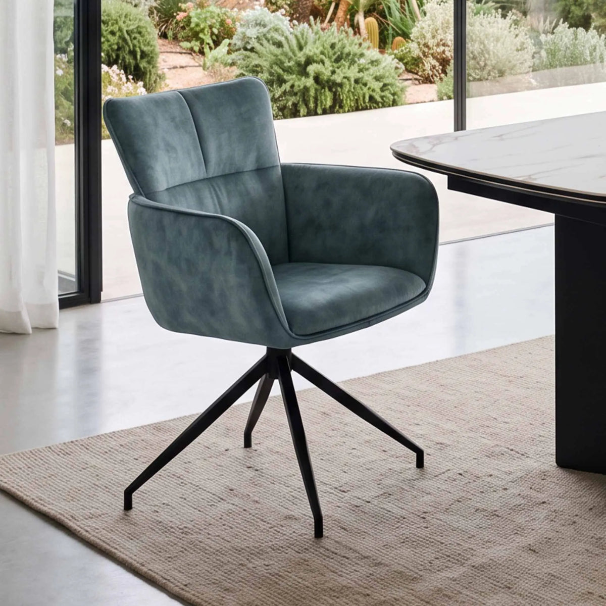 Silla de comedor con brazos Luxton Petrol | Kubu