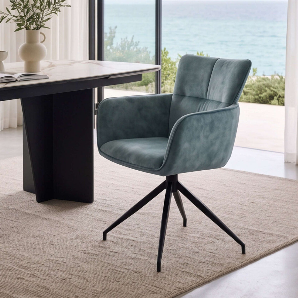 Silla de comedor con brazos Luxton Petrol | Kubu