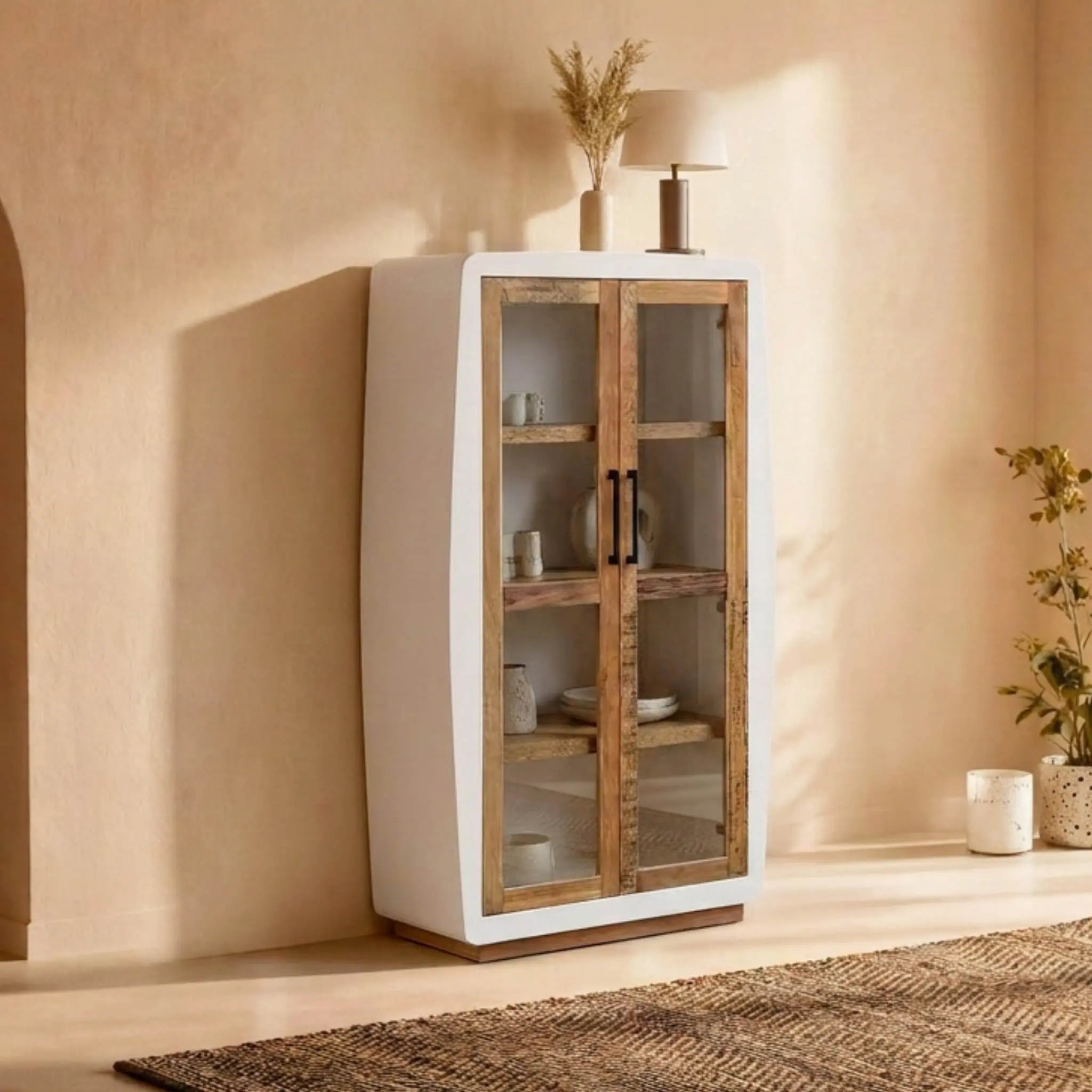 Vitrina dos puertas Calvia - Puertas de vidrio y madera | Kubu #