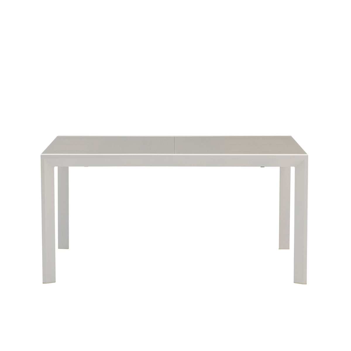 Mesa extensible ORICK 100 x 150/225 cm aluminio blanco y cristal gris claro