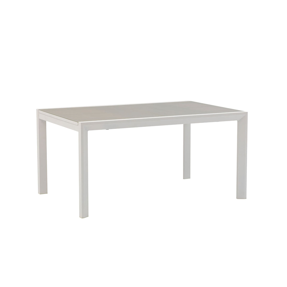Mesa extensible ORICK 100 x 150/225 cm aluminio blanco y cristal gris claro