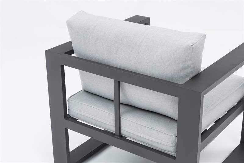 Sofá 1 plaza Niland aluminio antracita y cojinería gris medio | Kubu #