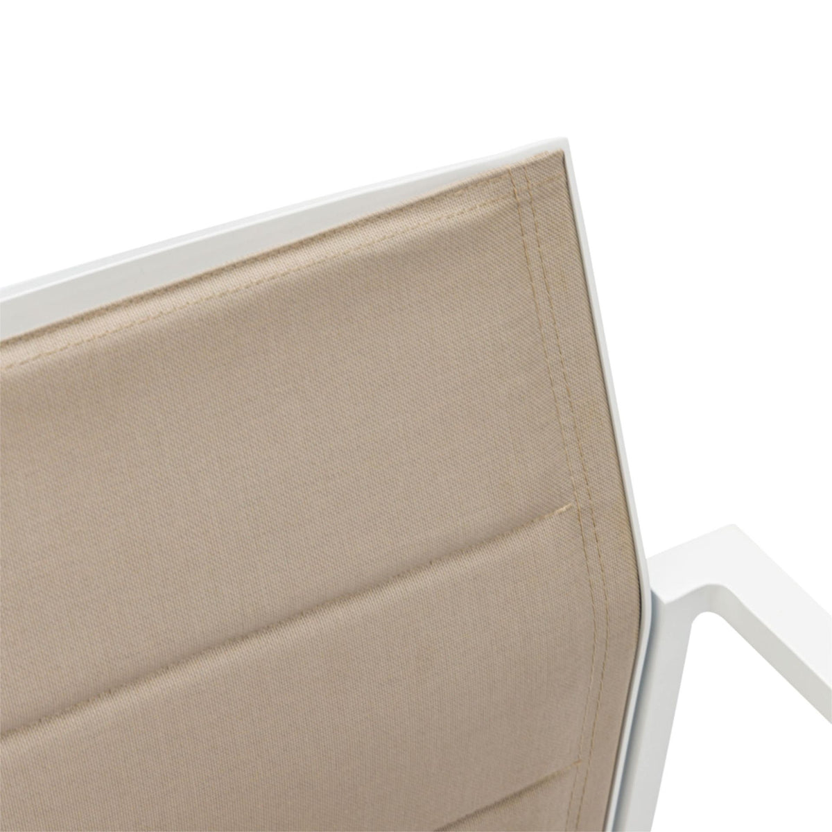 Sillón de comedor ORICK aluminio blanco y textil taupe