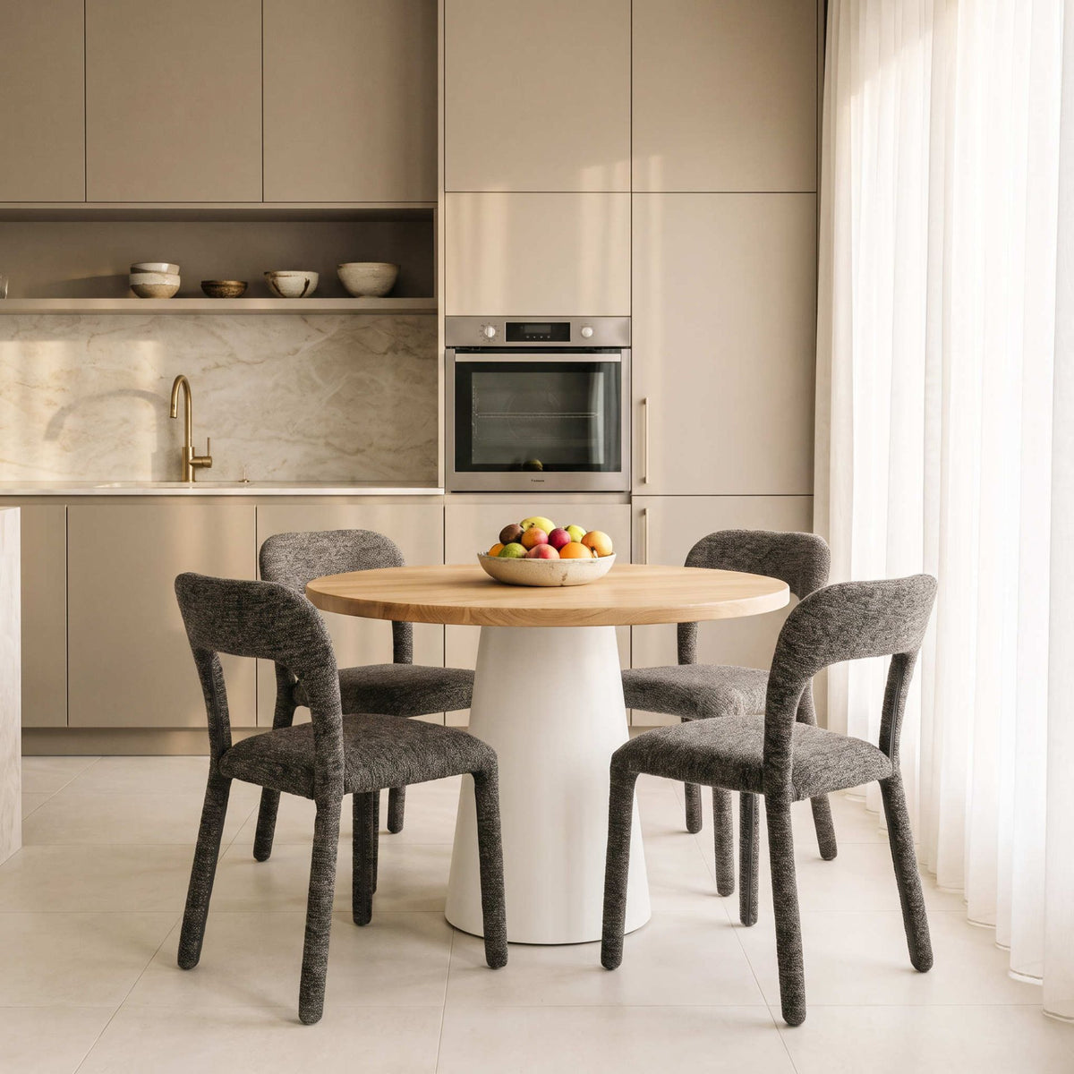 Silla de comedor Horsens gris | Tapizada y Apilable