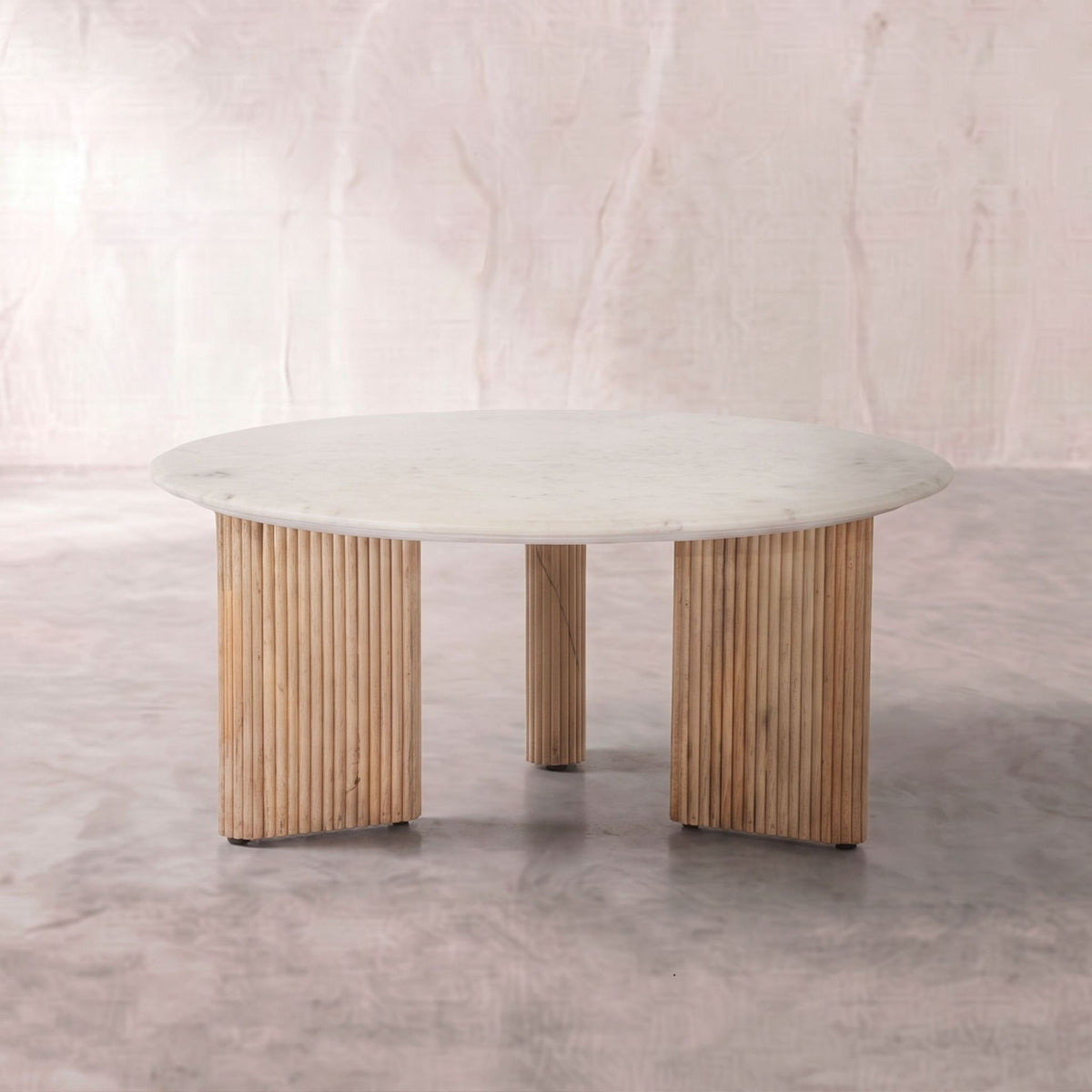 Mesa de centro Bristol Ø 90cm | Madera de Mango y Mármol Natural