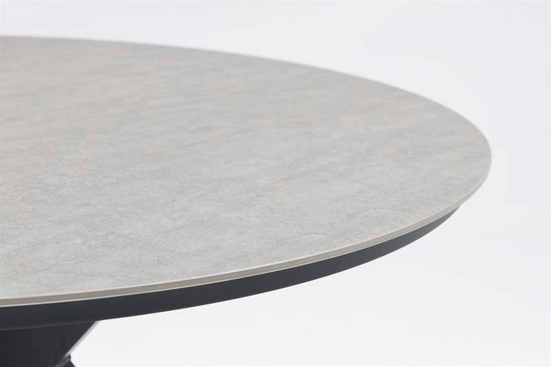 Mesa redonda Bais Ø 120x75 cm aluminio antracita y top mesa porcelánico gris medio