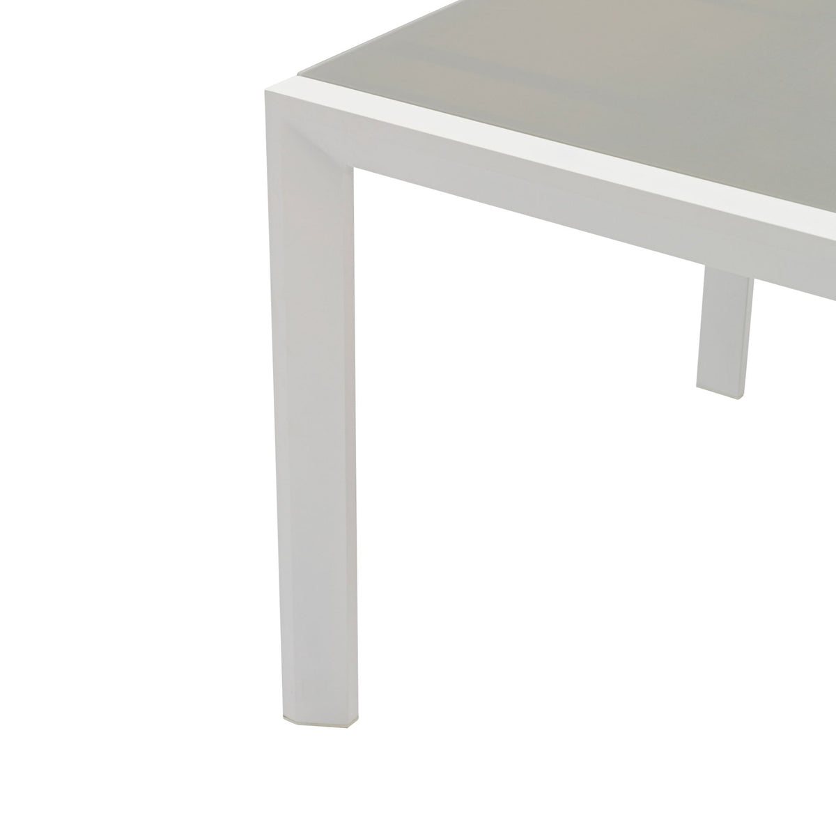 Mesa extensible ORICK 100 x 150/225 cm aluminio blanco y cristal gris claro