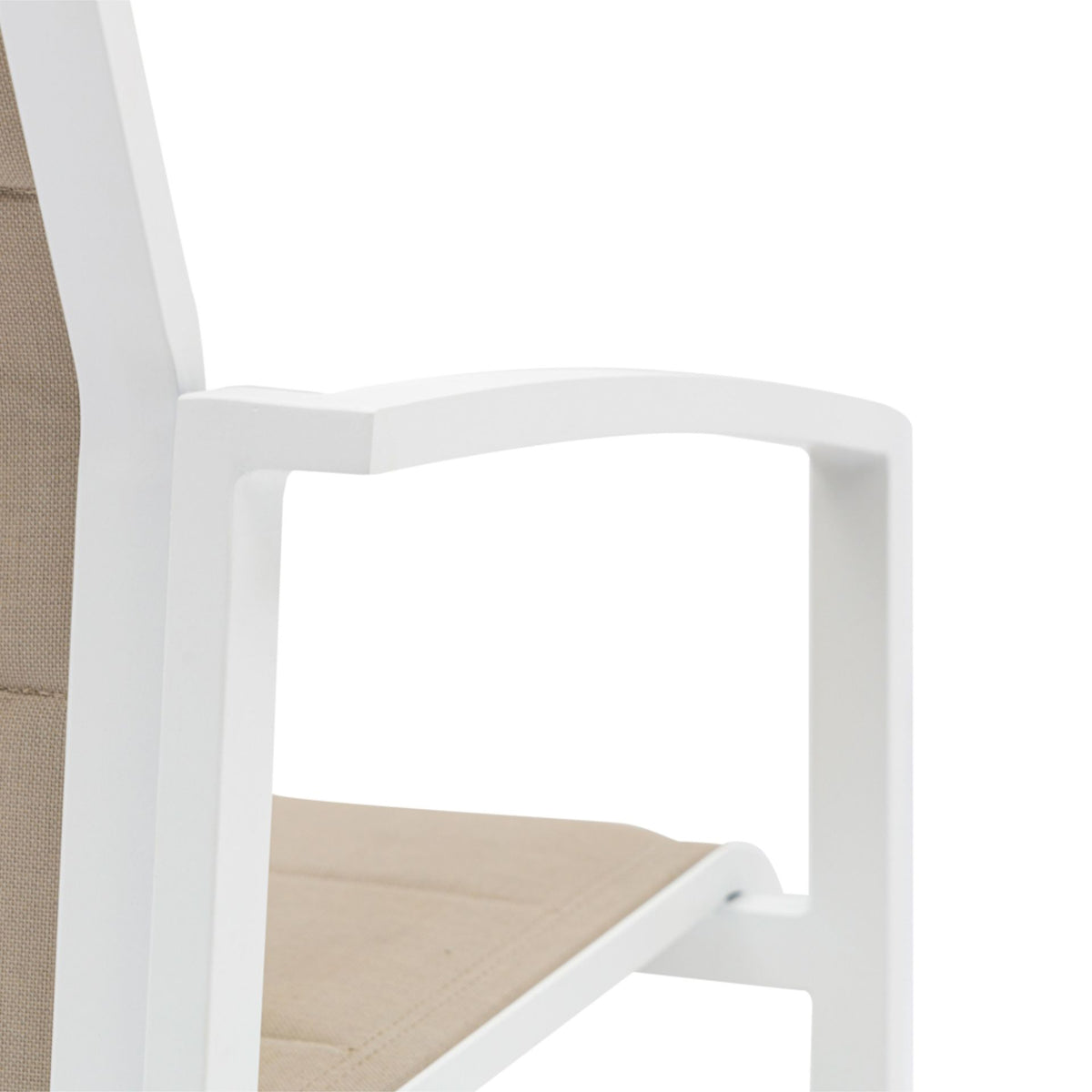 Sillón de comedor ORICK aluminio blanco y textil taupe