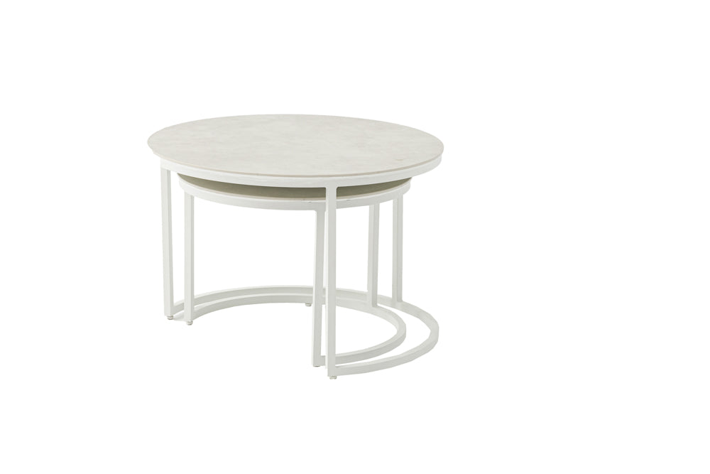 mesa auxiliar Albury aluminio blanco diam.74cm | Kubu #